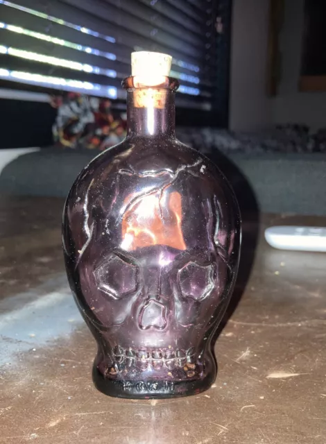 Vintage Wheaton Purple Glass Bottle —Skull — With Cork Top