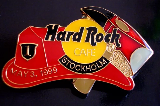 HRC Hard Rock Cafe Stockholm Fireman Hat + Axe LE500 Fire 3rd May 1999 NEW