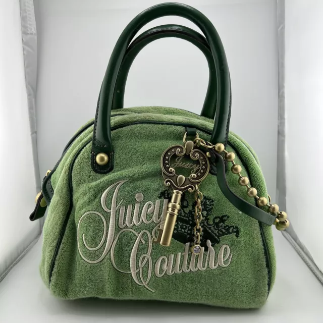 VINTAGE Y2K JUICY Couture Terry Cloth Bowler Bag Charms Rhinestones ...