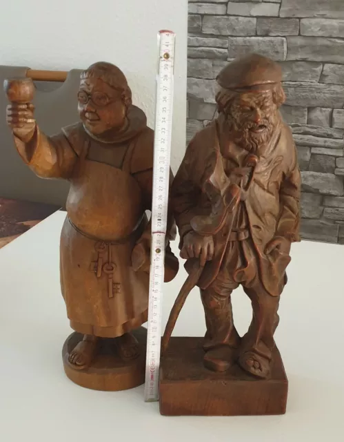 7 Geschnitzte Holzfigur, Handarbeit, Alter Mann, Mönch usw.