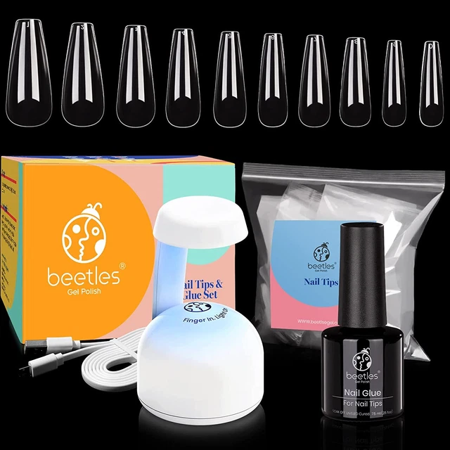 Kit gel coleotteri punte unghie e colla 2 in 1 colla per unghie e gel base con 500 pz