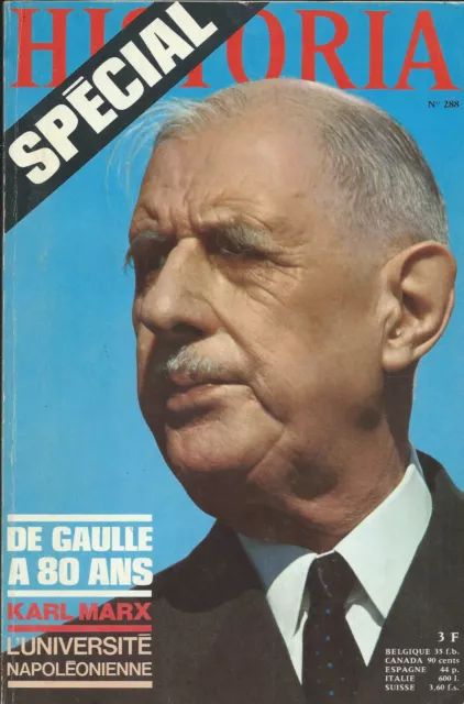 Historia N°288 Special De Gaulle 80 Ans Novembre 1970 Karl Marx Napoleon