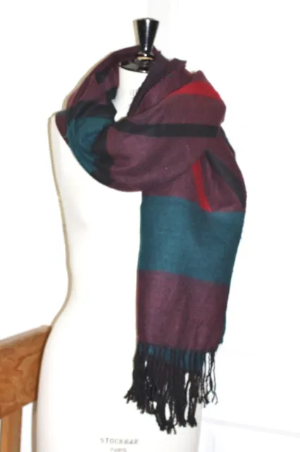 très grande écharpe foulard chèche plaid -Clockhouse C&A acrylique - 220 x 85 cm