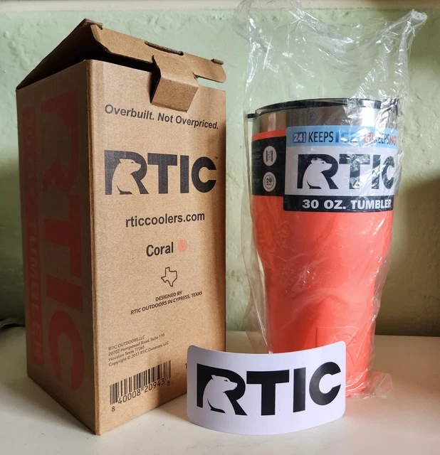 RTIC 30 OZ Coral Tumbler Cooler w Lid 30oz- Stainless Steel Cup Mug Brand New