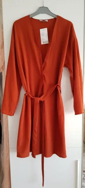 Robe tunique style kimono orange rouille. Taille unique. Neuf