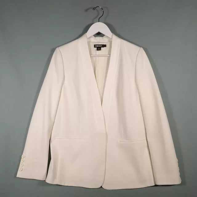 DKNY Blazer Womens 6 White Single Breast Button Jacket Donna Karan New York