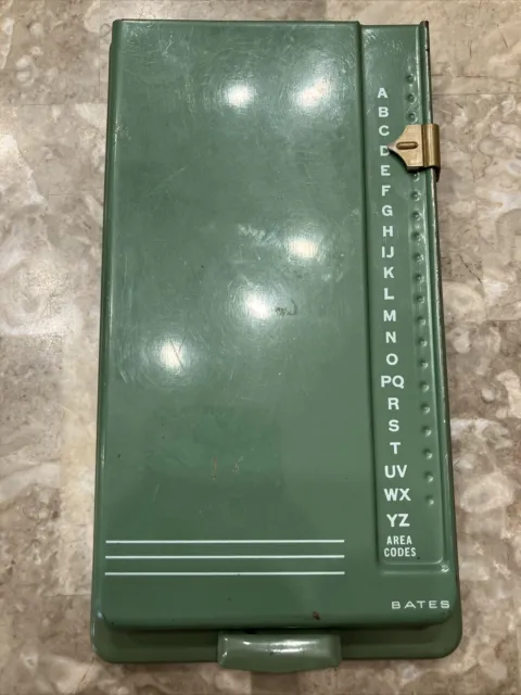 Bates Secretary Model G Metal Flip Up Address Book Vintage 60’s Avocado Green