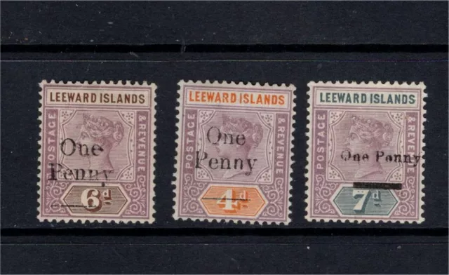 Leeward Islands QV 1902 Surcharge Set Very Lightly Mounted Mint