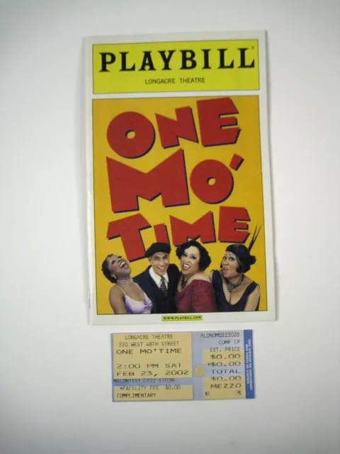 One Mo Time Playbill 2002 Longacre Theatre Opening Night Vernal Bagneris Ticket