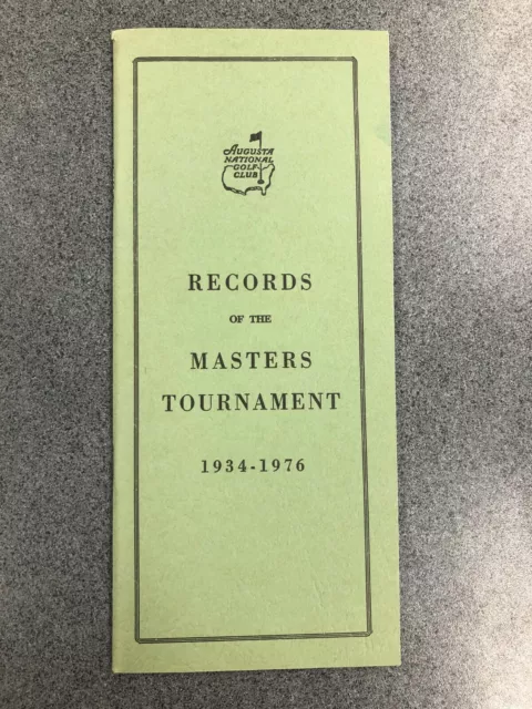 Records of the Masters Tournament 1934-1976  - Appears Unused