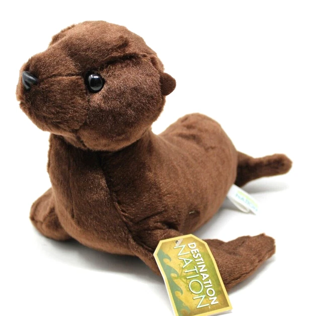 AURORA DESTINATION NATION Brown Seal Plush Stuffed Animal 15" NWT £16. ...