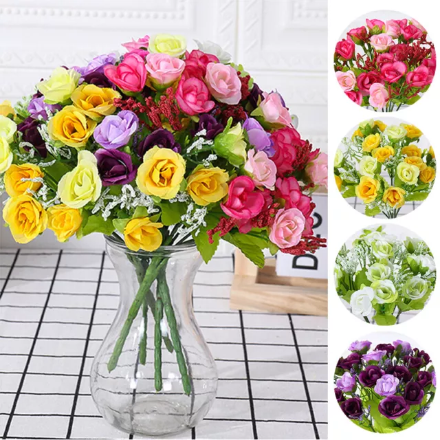 Décor Maison Fleurs 21 Têtes Bouquet Artificiel Rose Fleurs Soie Fête ^ 》