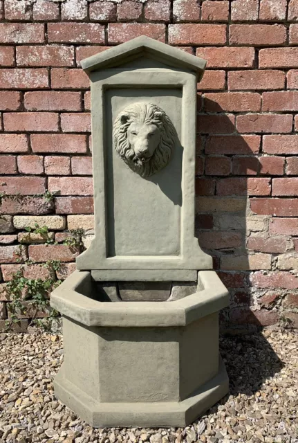 Large Stone Lions Wall Water Fountain Feature Garden Ornament