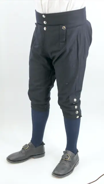 Dark Blue Wool Colonial Period Knee Breeches - Revolutionary War - Size 34