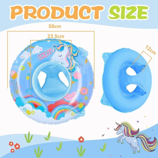 1pcs Swim Rings Baby Floats for Swimming 5-36 Months Unicorn Design Blue