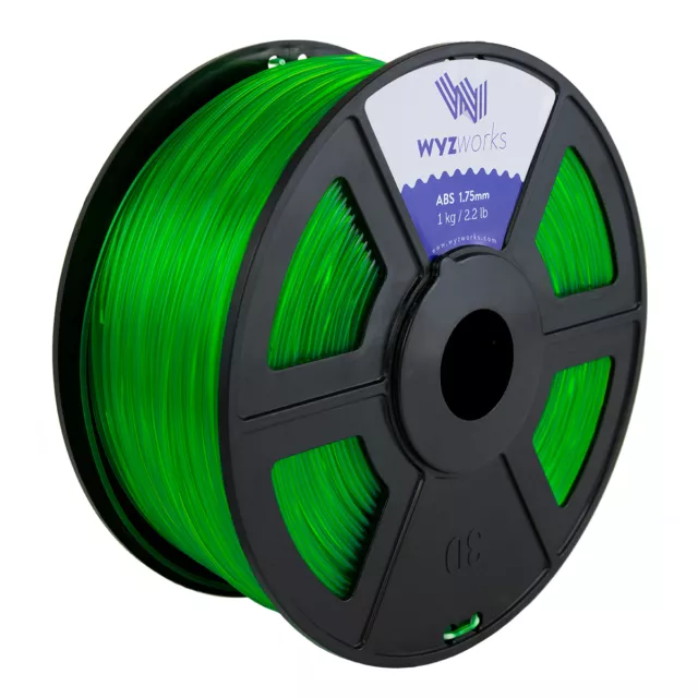 WYZwork 3D Printer Premium ABS Filament 1.75mm 1kg/2.2lb - Translucent Green