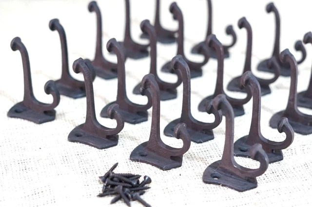 20 PCS Cast Iron Vintage Style Coat Hooks Hat Hook Rack Hall Tree Forged Black 2