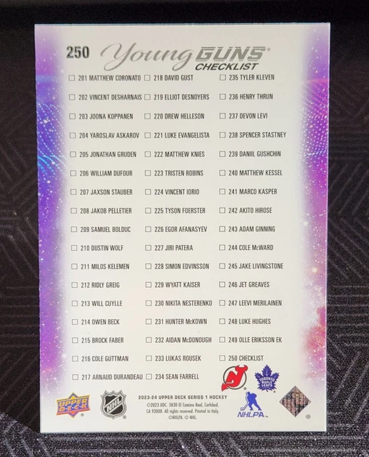 202324 UPPER DECK Series 1 Young Guns Luke Hughes Matthew Kines