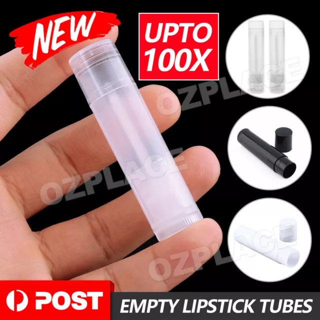 10/30/50/100x Empty lipstick Plastic Lip Balm Container Tubes Caps 5g DIY Balm T