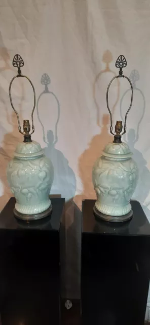 Pair Of Maitland-Smith Porcelain and Bronze Finish Lamps