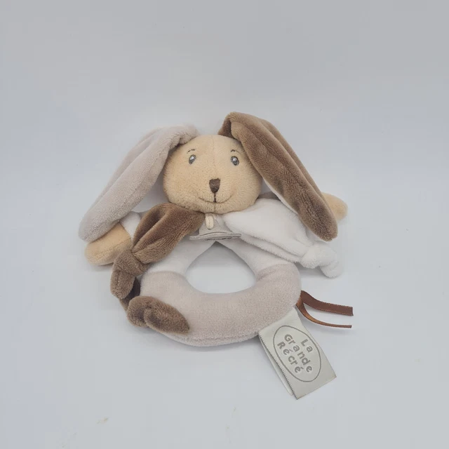 13 - Doudou Et Compagnie Lapin La Grande Recre Hochet Grelot Marron Beige Blanc