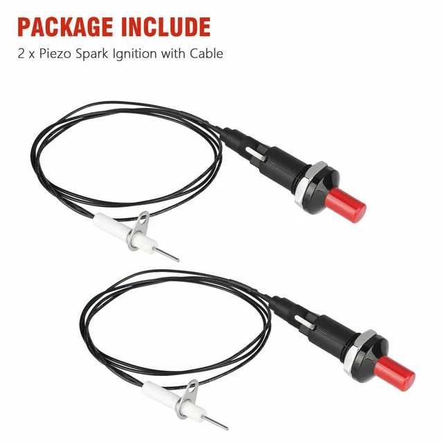 2 Stück Universal Piezo Spark Zünder Druckknopf Gas Kamin Grill BBQ 100cm Kabel