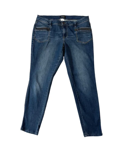 Joe Boxer Jeans Women's 16W Skinny Stretch Dark Wash Zip Front Hip Pockets