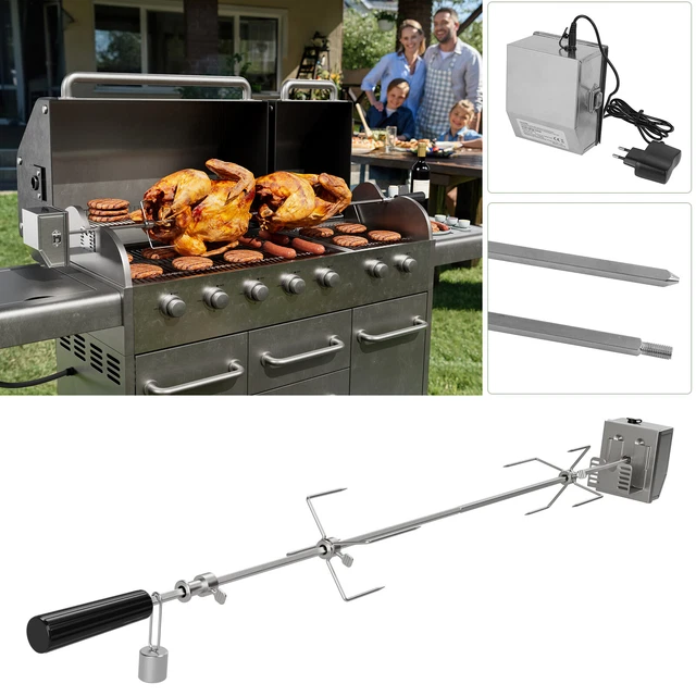 Profi BBQ Grillspieß mit Edelstahl Motor Drehspieß Automatisch Rotisserie Grill
