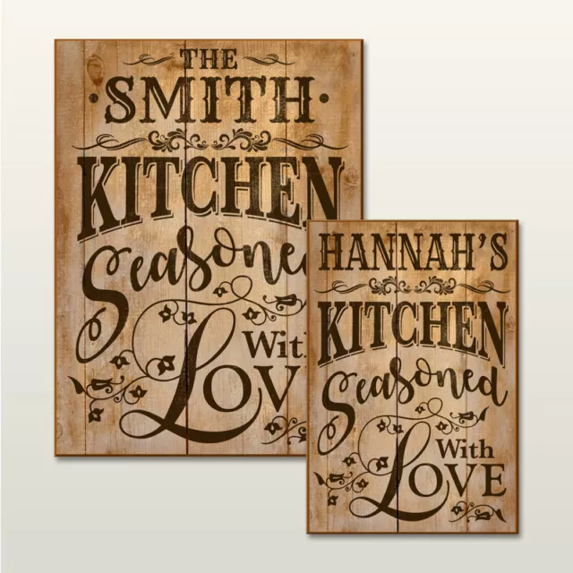 Personalised Kitchen Home Vintage Retro Shabby Chic Wooden Plaque Sign.