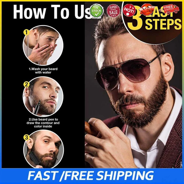 #b Kit de bolígrafo de relleno de barba portátil herramienta de estilo lápiz bigote (marrón oscuro)
