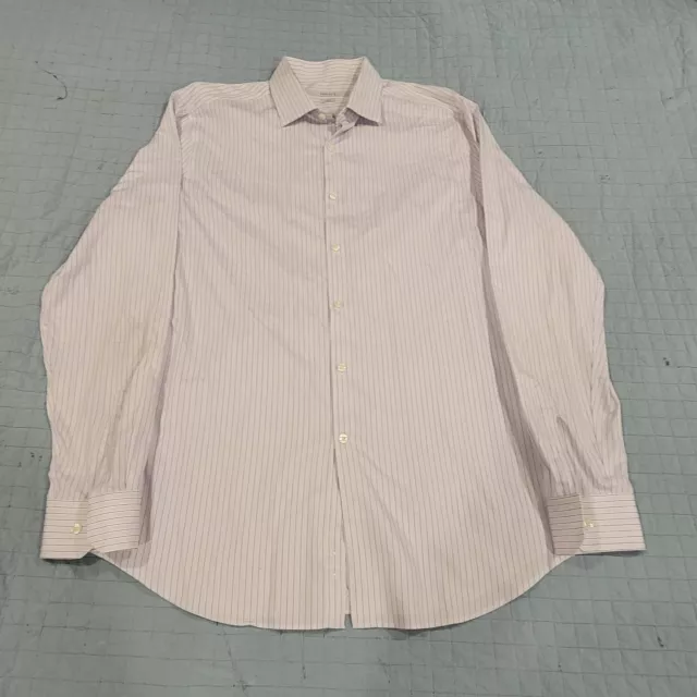 Perry Ellis Portfolio Button Down Shirt Long Sleeve Striped Large 17 36/37