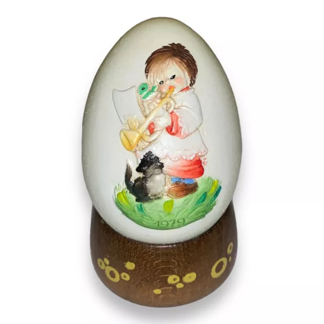 1979 Vintage Anri Italy Ferrandiz Decorated Easter Eggs with Wooden Stand