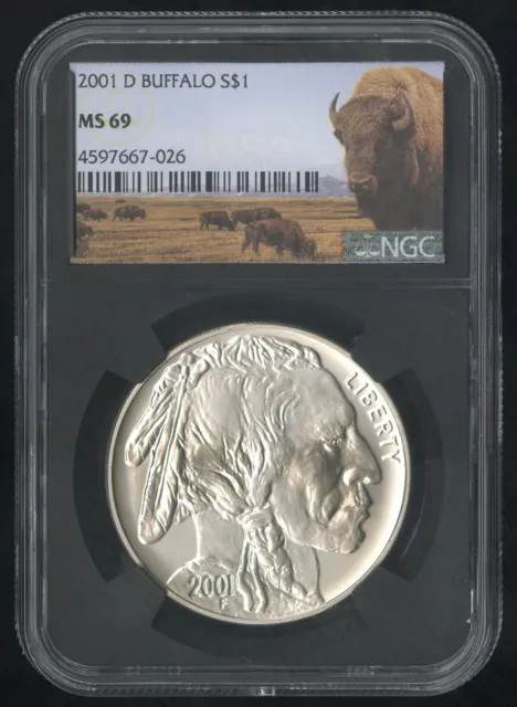 US Coin 2001 D Buffalo Silver Dollar NGC MS69 NO RESERVE!