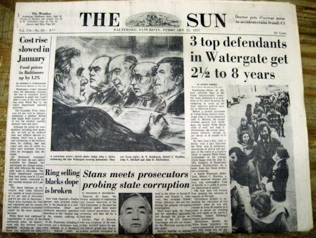 1975 newspaper 3 TOP WATERGATE SCANDAL defendants SENTENCED TO PRISON Haldeman +
