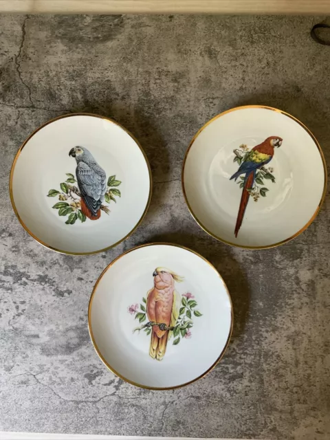 Set of Three Vintage Bareuther Waldsassen Bavaria-Germany 7.75” Bird Plates