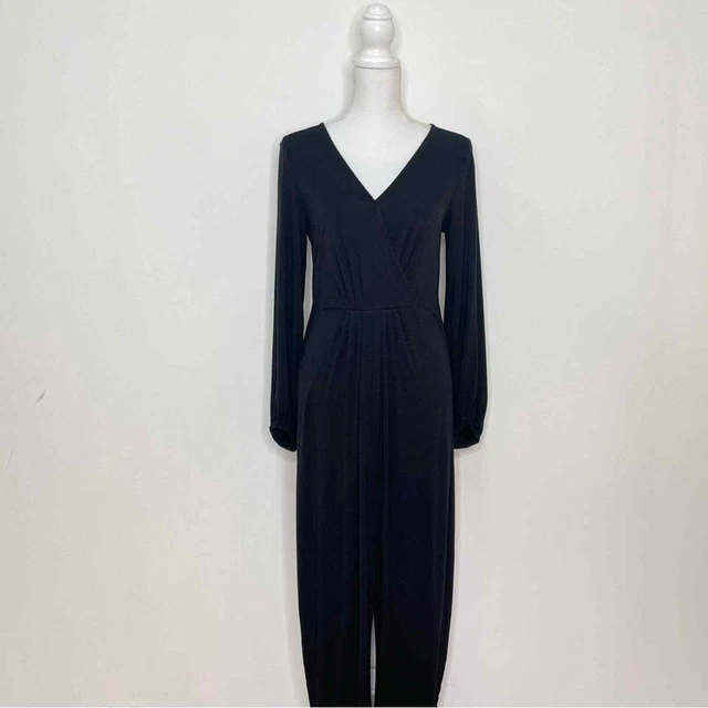 Haute Hippie Tribe Black Maya Dress Long Sleeve Front Slit Stretch Maxi Dress M