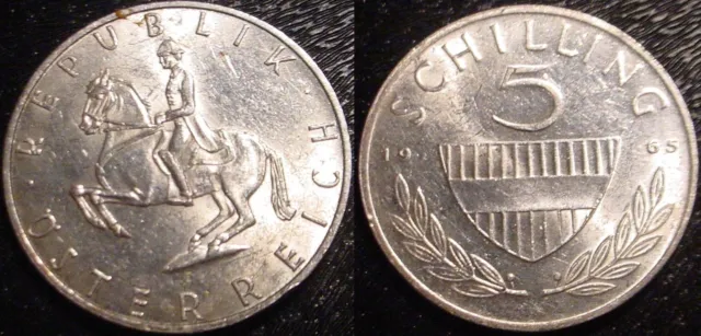 Hi Grade 1965 Silver 5 Shillings Austria**Lippizaner Stalian**Nice Details**