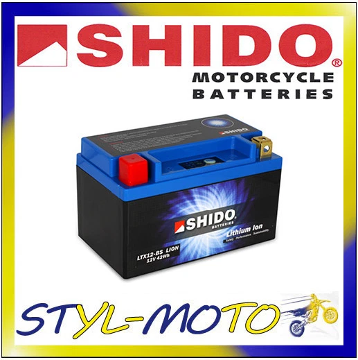 Shido Lithium motorcycle battery LifePO4 LTX12-BS 12V