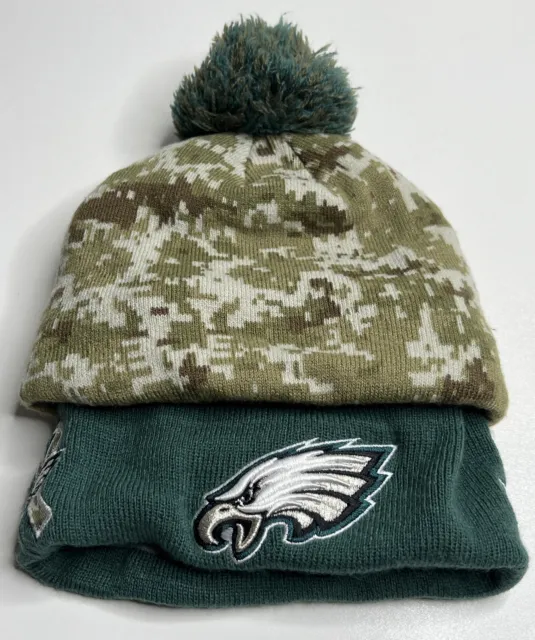 Philadelphia Eagles NFL Support The Troops Knit Beanie Hat Green Camo