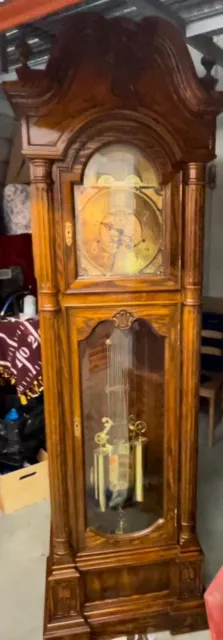 Charles R. Sligh Oak Grandfather Clock, Model #209, 90' High / 1987