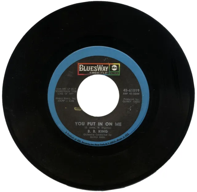 B. B. KING "YOU PUT IN ON ME c/w THE B. B. JONES" 1968 BLUES