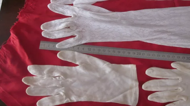Antike Handschuhe,weiß,Seide, Damen- Abend-SUPER Kinderkommunion TOP 3
