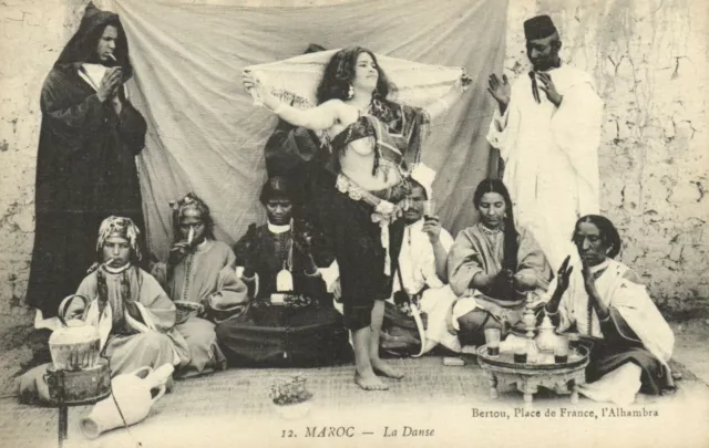 PC CPA ETHNIC NUDE FEMALE, MOROCCO, LA DANSE, Vintage Postcard (b25656)