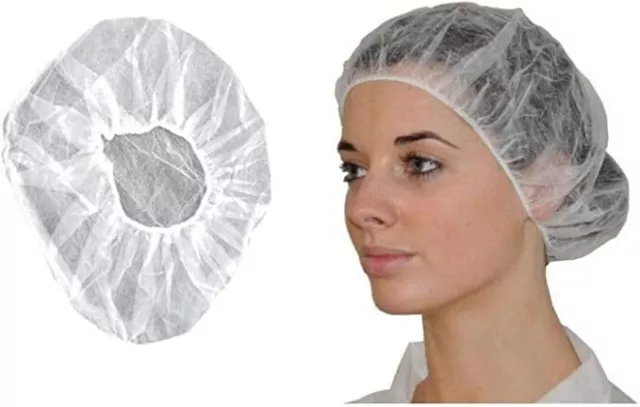 100 charlottes clip  blanches  non tissé avec élastique taille unique JET