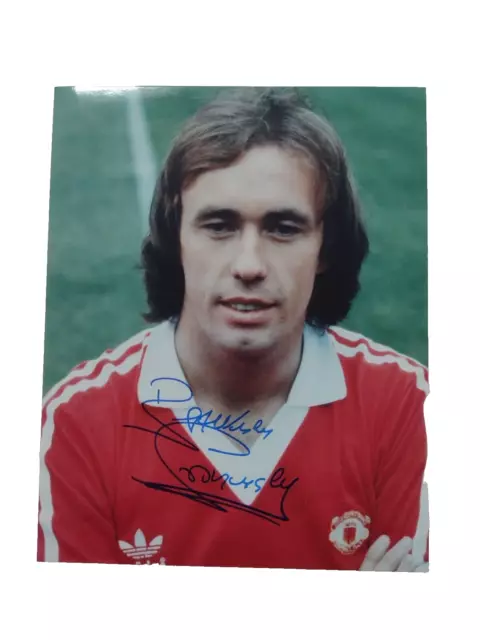 Photo Sammy McIlroy Signed Photograph Manchester United Football Club Player