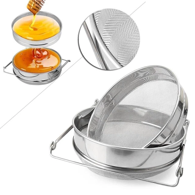 Adjustable Beekeeping Double Honey Sieve Strainer Filter Equip Stainless Steel