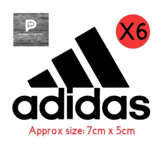 6 X Adidas Vinyl Logo Decal Sticker for, car laptop phone glass cup