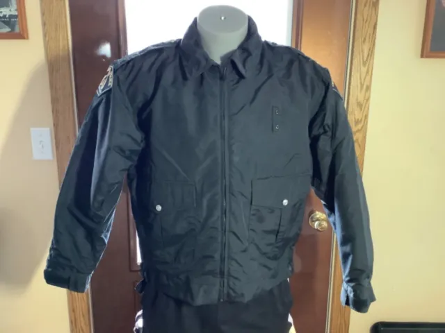 BLAUER Black Duty Jacket PATROL COAT Size 44-46 LG Zip-Out Liner Trinidad POLICE