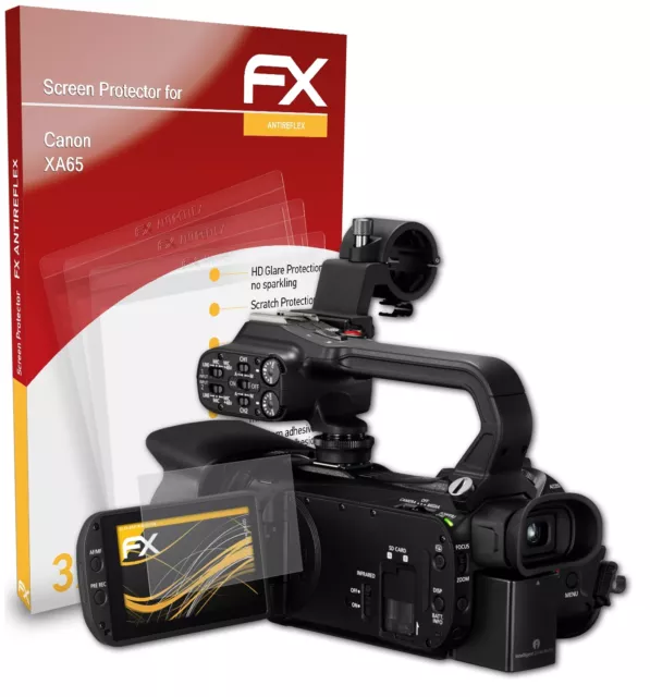 atFoliX 3x Lámina Protectora de Pantalla para Canon XA65 mate y antigolpes