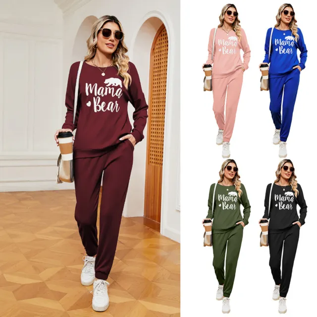 Printed Cotton Long Sleeve Loose Round Neck Outfit Sets 2pcs Set For Women